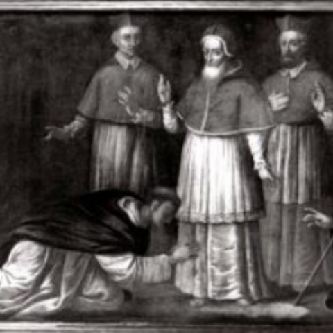 Padre Ignazio Danti presenta a Pio V il modello della chiesa di Santa Croce