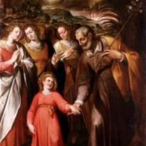 San Giuseppe con Gesù e tre angeli